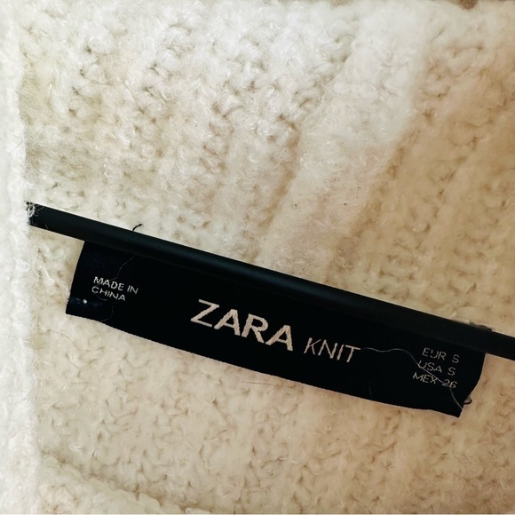 Zara Sweater Turtleneck Knit Cream White Oversized Boho Neutral Minimalist Small - Picture 5 of 7